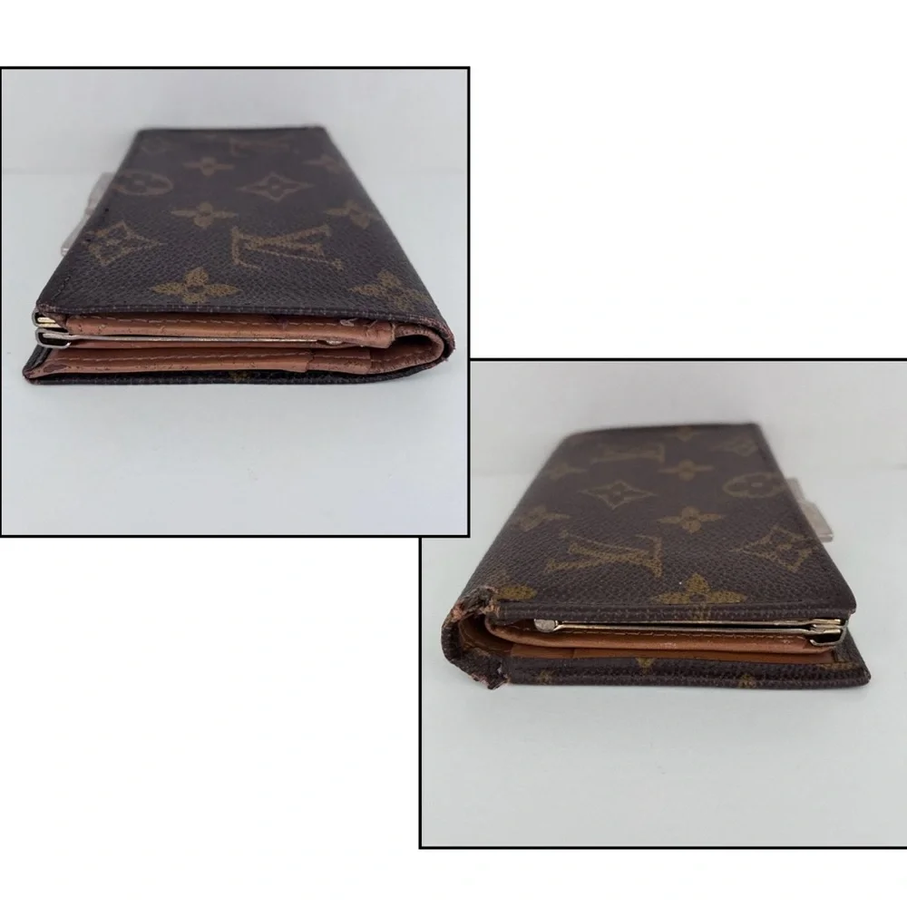 Vintage Louis Vuitton Monogram Print Kiss Lock Wallet Saks Fifth Avenue Rare